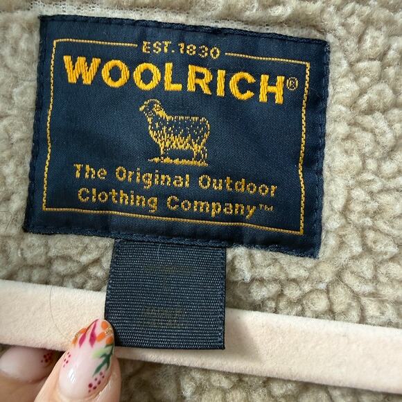 WOOLRICH Tumbleweed Buffalo Plaid Sherpa Lined Wool Jacket Beige Black L - Picture 3 of 7